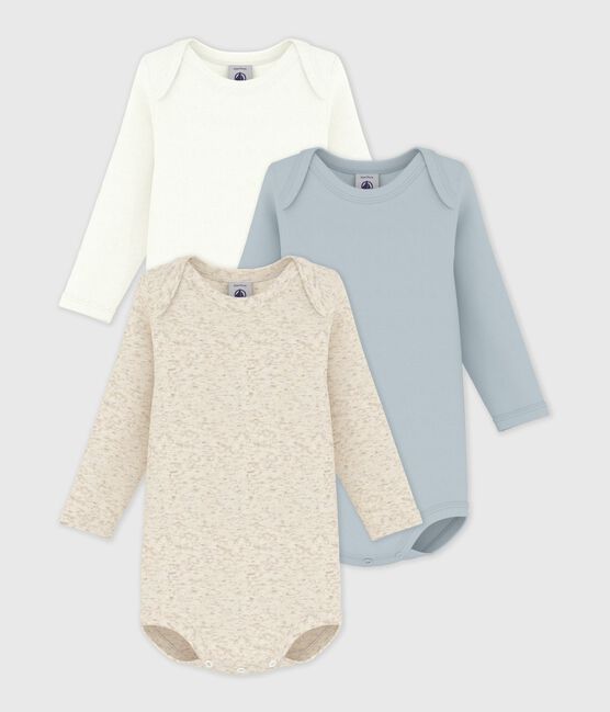 Confezione da 3 body a maniche lunghe in cotone tinta unita variante 1