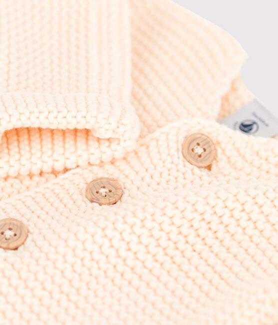 Cardigan bebè in tricot in cotone a punto legaccio ecru AVALANCHE