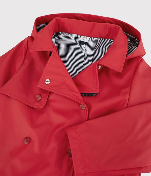 Trench con cappuccio bambina rosso