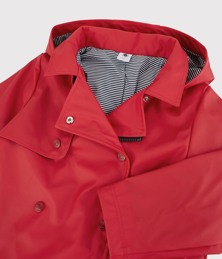 Trench con cappuccio bambina rosso