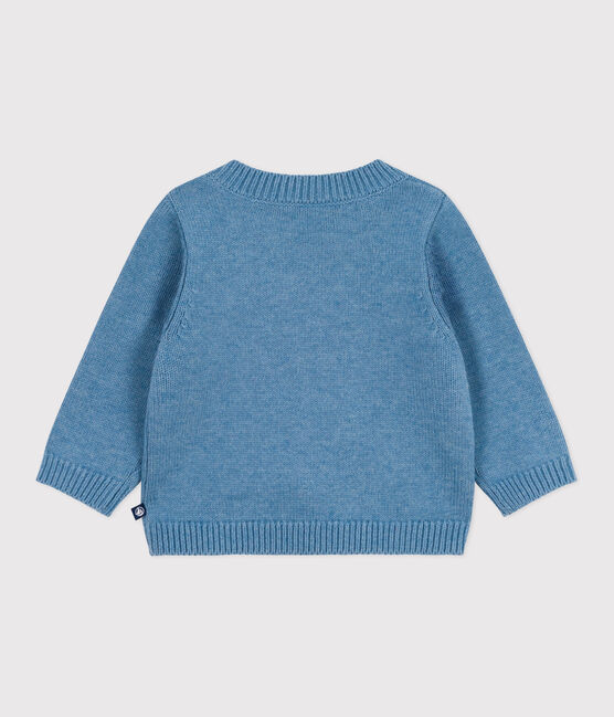 Maglione in misto lana e cotone con barca stampata neonato blu ADRIATIC/ MULTICO