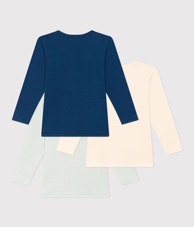 Confezione 3 t-shirt in cotone a maniche lunghe bambino multicolore