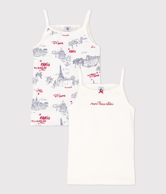 Confezione da 2 canotte con spalline bambina in cotone variante 1