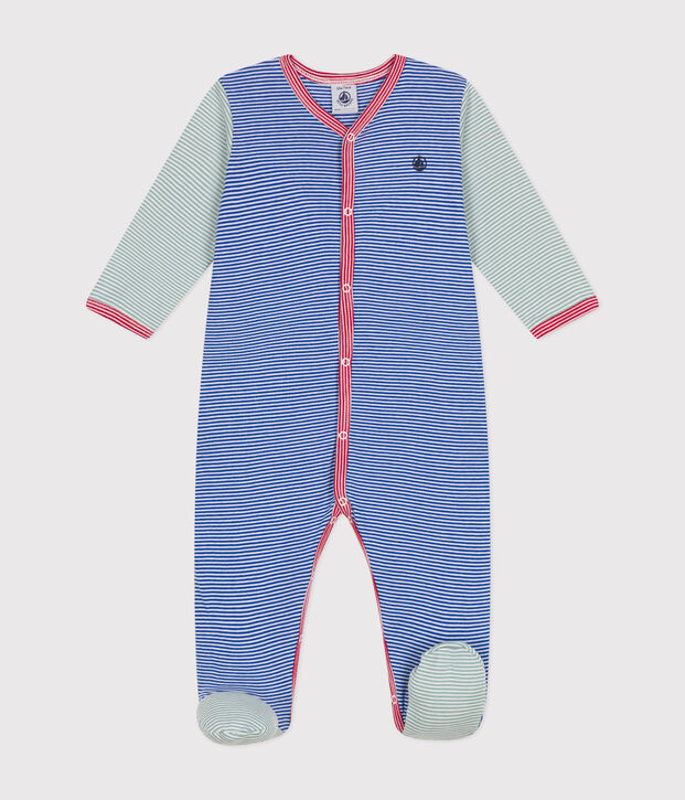 Pigiama in cotone a righe neonato blu/bianco