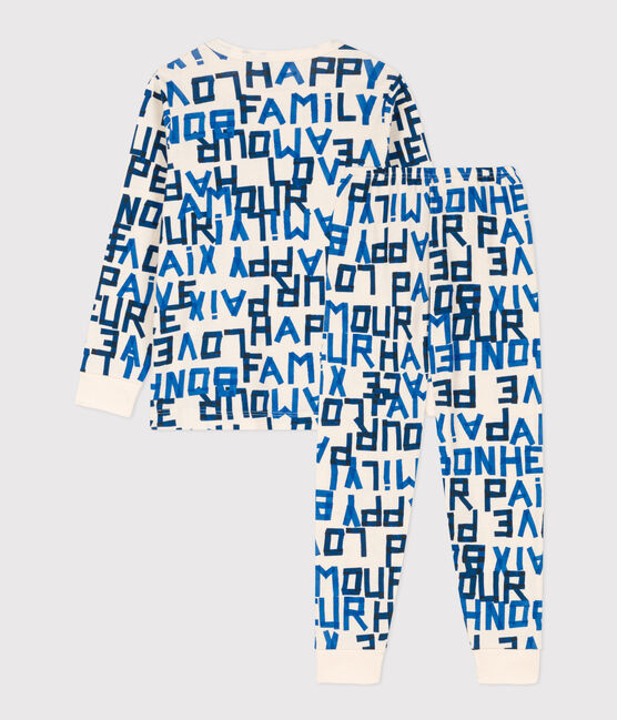 Pigiama bambino unisex in cotone con parole blu bianco AVALANCHE/ MULTICO