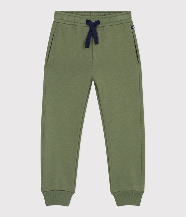Joggers in cotone tinta unita bambina verde
