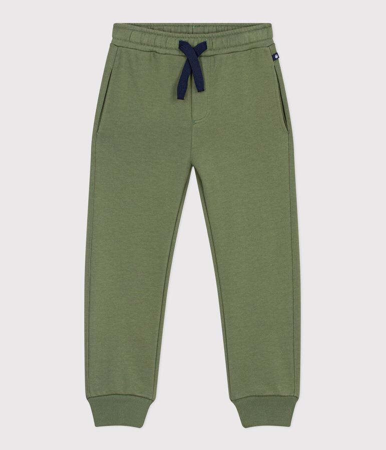 Joggers in cotone tinta unita bambina verde