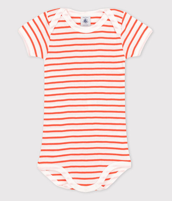 Body manica corta bebè bambina bianco MARSHMALLOW/ BANGA