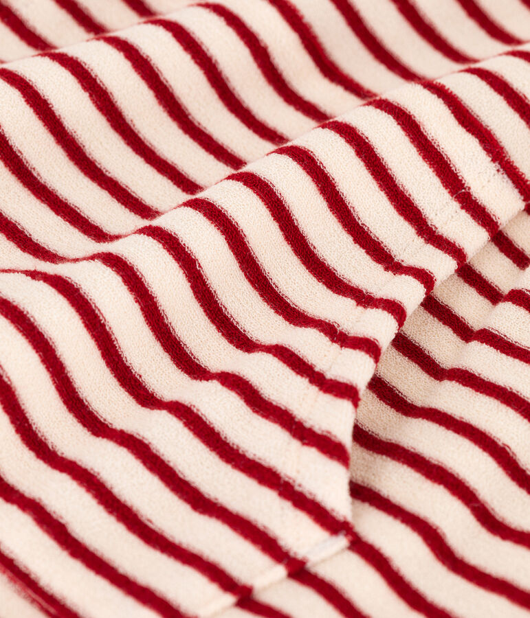 Felpa a righe con cappuccio bambina / bambino ecru/rosso