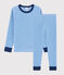 Pigiama millerighe blu bambino a costine blu RUISSEAU/bianco MARSHMALLOW