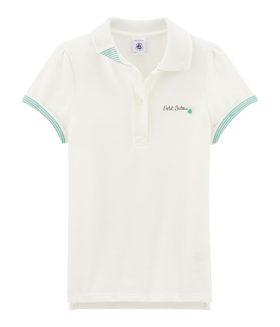 Polo manica corta bambina bianco MARSHMALLOW