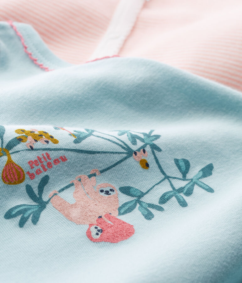 Duo tutina corta beb&egrave; bambina a costine variante 1