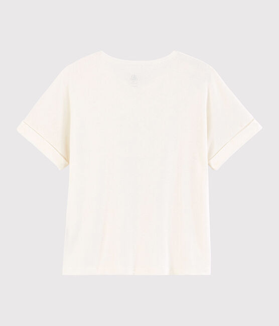 T-shirt in cotone/lino tinta unita Donna bianco MARSHMALLOW