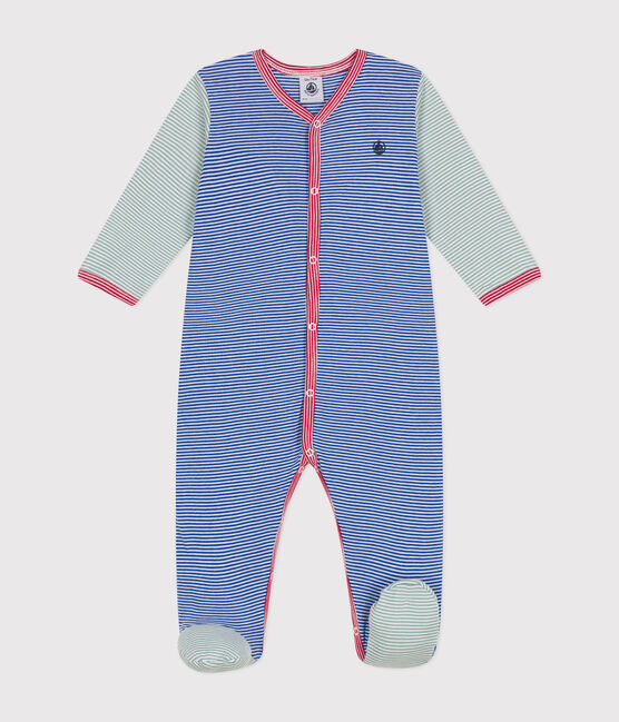 Pigiama in cotone a righe neonato blu CALVIN/ MARSHMALLOW