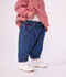 Pantaloni in denim tinta unita con cuore ricamato neonato blu