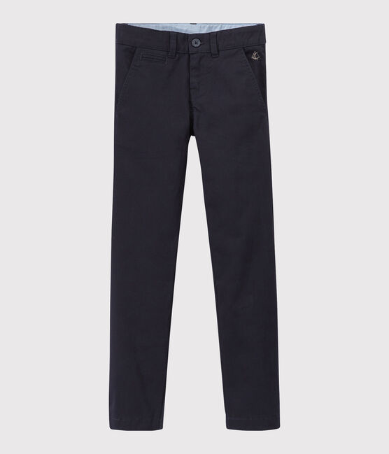 Pantaloni slim bambino in gabardine blu SMOKING