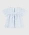 Blusa a maniche corte in popeline di cotone con stampa bambina blu FRAICHEUR/bianco MULTICO