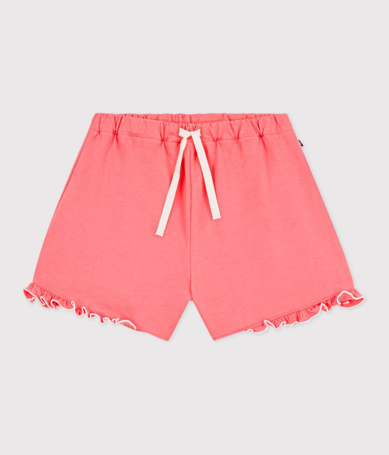 Shorts in cotone tinta unita bambina rosa