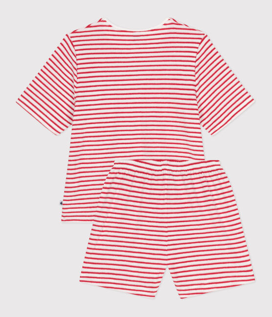 Pigiama corto donna in cotone a righe rosso MARSHMALLOW/ SPI