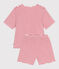 Pigiama corto donna in cotone a righe rosso MARSHMALLOW/ SPI