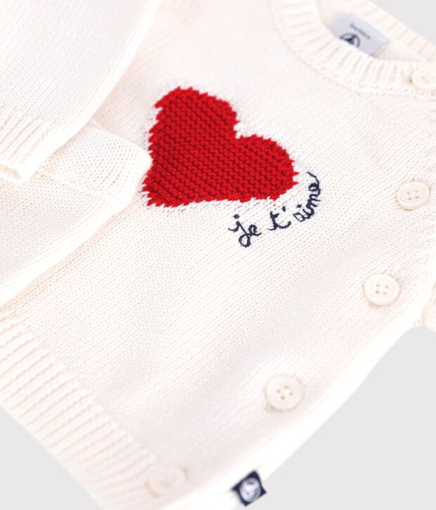 Completo in maglia jacquard con cuore neonato rosso/rosso