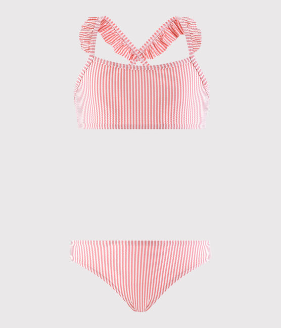 Costume 2 pezzi riciclato bambina rosa GRETEL/bianco MARSHMALLOW