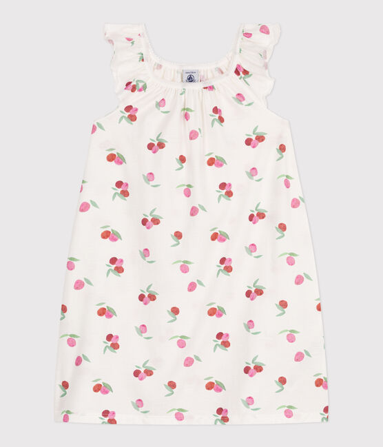 Camicia da notte in cotone con frutti stampati bambino bianco MARSHMALLOW/bianco MULTICO