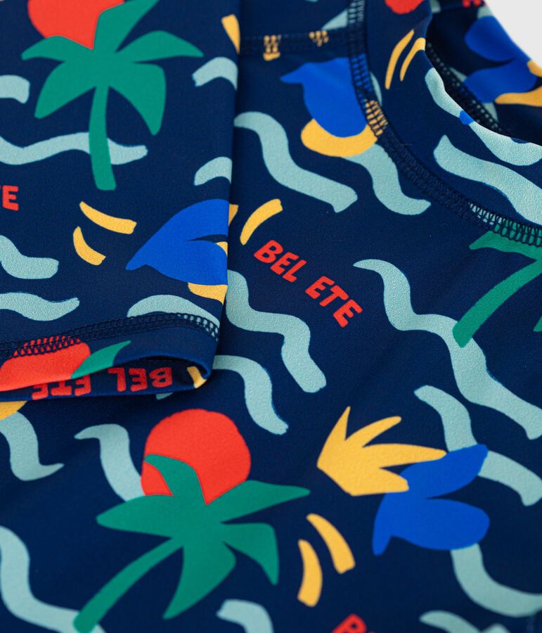 T-shirt da bagno anti-UV a maniche lunghe con stampa bambino blu/multicolore