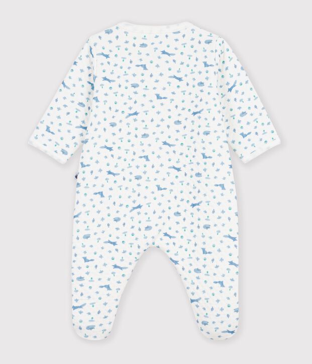 Pigiama in tubique con volpe stampata neonato bianco/multicolore