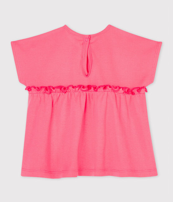 Blusa manica corta bebè femmina a tinta unita. rosa CUPCAKE