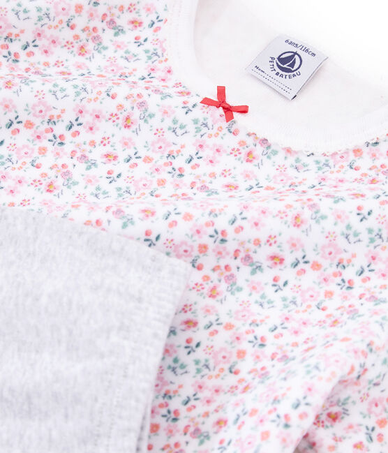 Camicia da notte bambina in velluto con leggings bianco MARSHMALLOW/bianco MULTICO