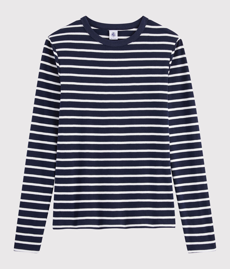 T-shirt iconica scollo rotondo Donna blu SMOKING/bianco MARSHMALLOW