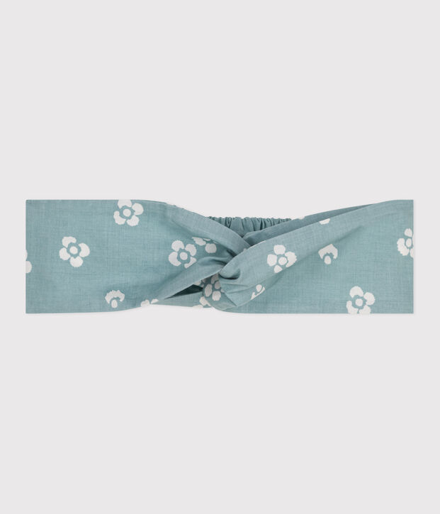 Fascia in popeline con stampa a fiori bambina verde/bianco