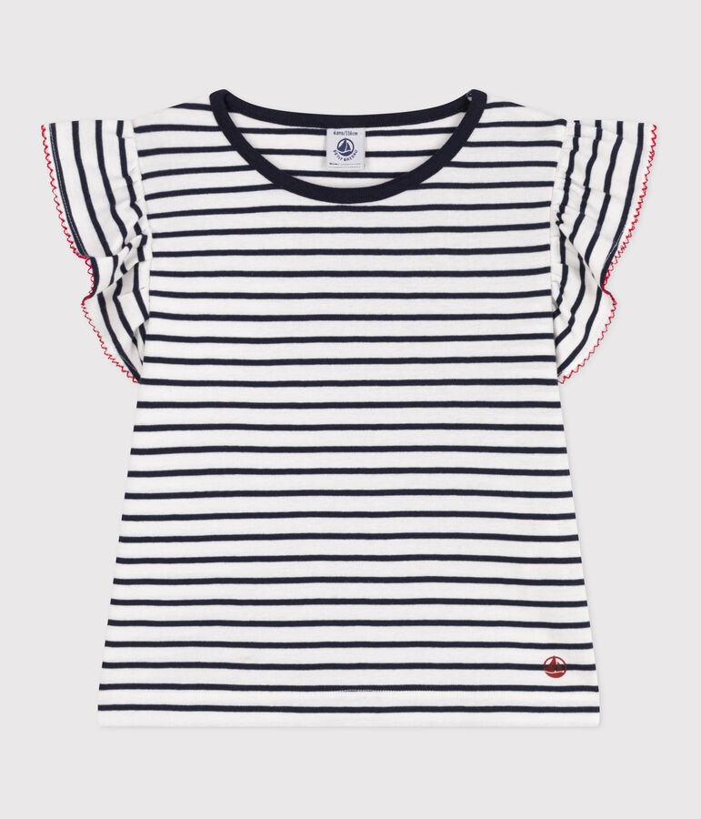 T-shirt a maniche corte in cotone a righe bambino bianco/blu
