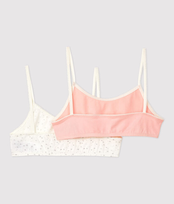 Confezione da 2 brassière ragazza fantasia paillette in cotone biologico e elastan variante 1