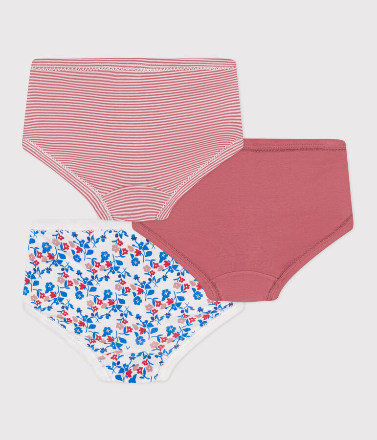 Set di 3 slip a vita alta in cotone a fiori bambino multicolore