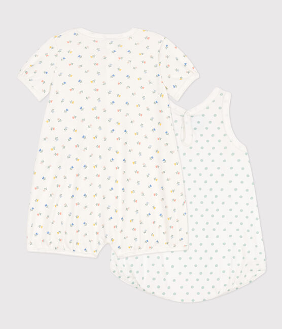 Set di 2 tutine corte bebè in cotone a fiori variante 1