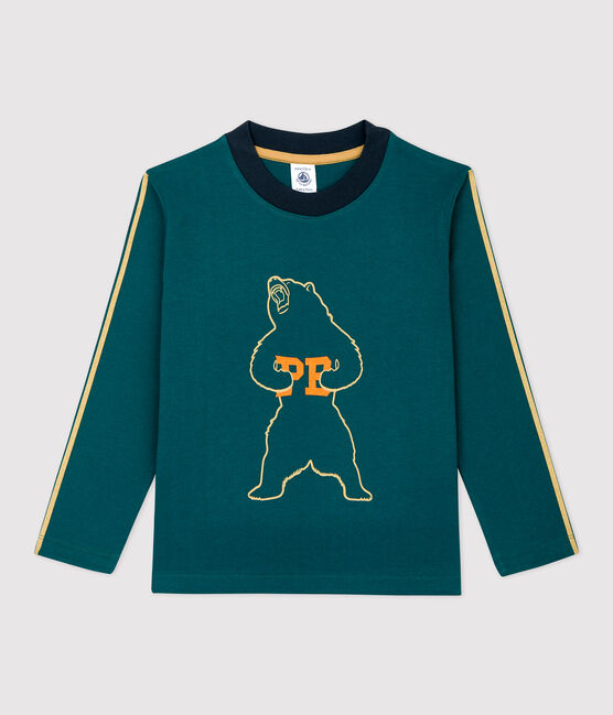 T-shirt bambino a maniche lunghe in cotone verde PINEDE