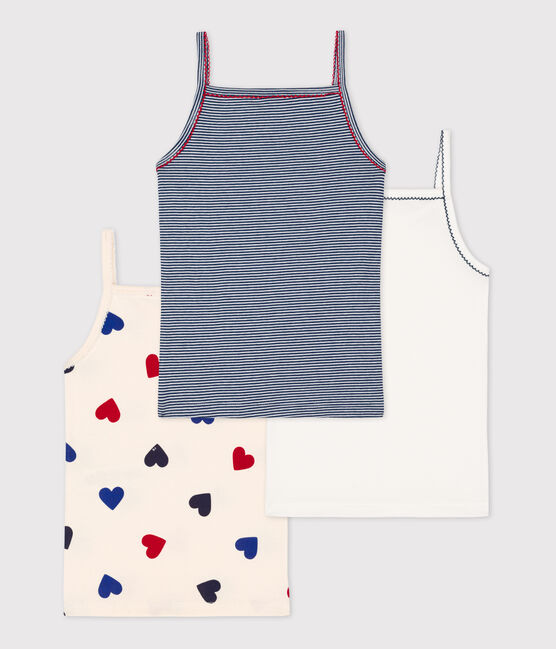 Confezione da 2 canottiere con spalline a cuori bambina in cotone variante 1