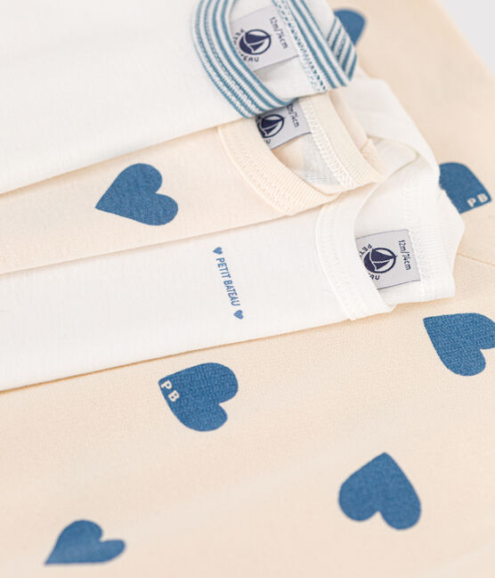 Cofanetto composto da pigiama e 3 body a cuori blu neonato variante 1