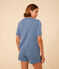 Pigiama donna con pantaloncini e t-shirt in cotone traforato tinta unita blu BEACH