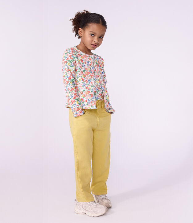 Cardigan in cotone a fiori bambina bianco/multicolore
