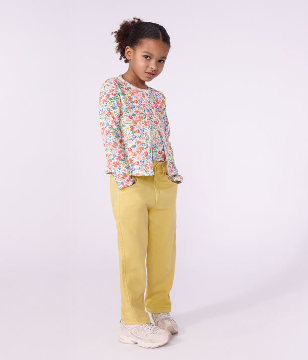 Cardigan in cotone a fiori bambina bianco/multicolore