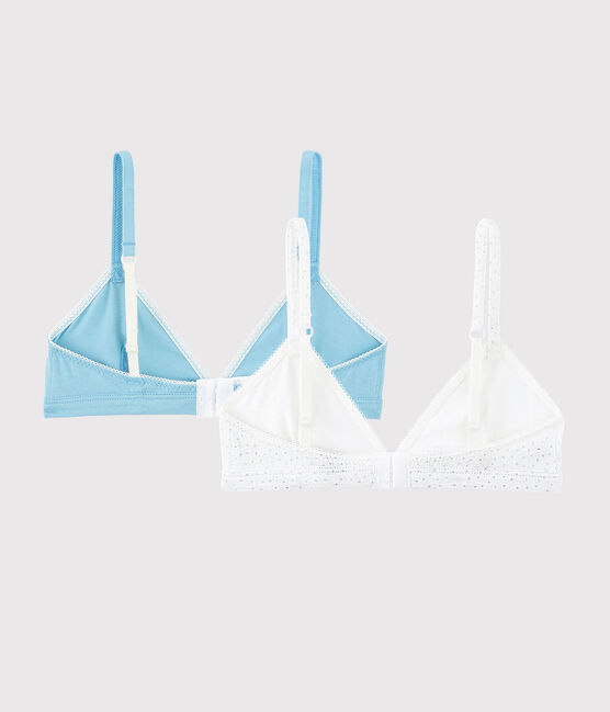 Confezione da 2 reggiseni pois argento ragazza in cotone biologico e elastan variante 1