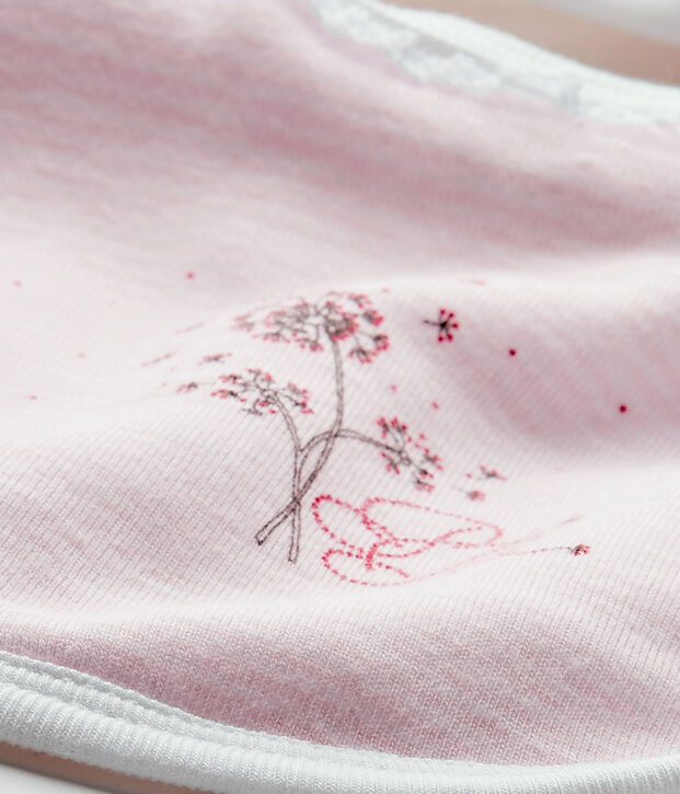 Bavaglino per beb&eacute; femmina millerighe rosa/bianco