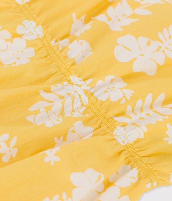 Tutina corta bebè in popeline fantasia hawaiana giallo ORGE/bianco MARSHMALLOW