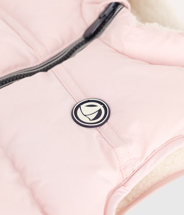 Piumino senza maniche double face neonato rosa/ecru