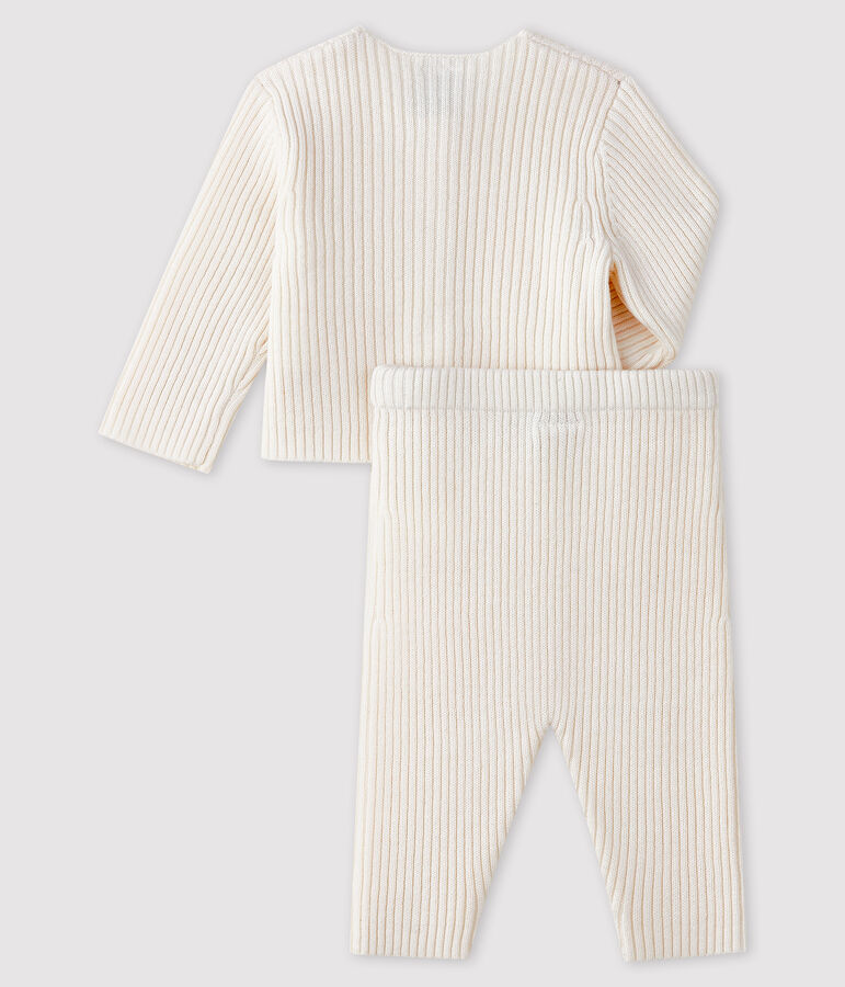 Completo bianco 2 pezzi neonato in maglia bianco MARSHMALLOW