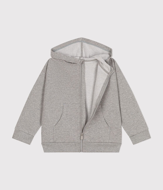 Maglia con cappuccio e cerniera in tessuto felpato bambino grigio CHATON CHINE