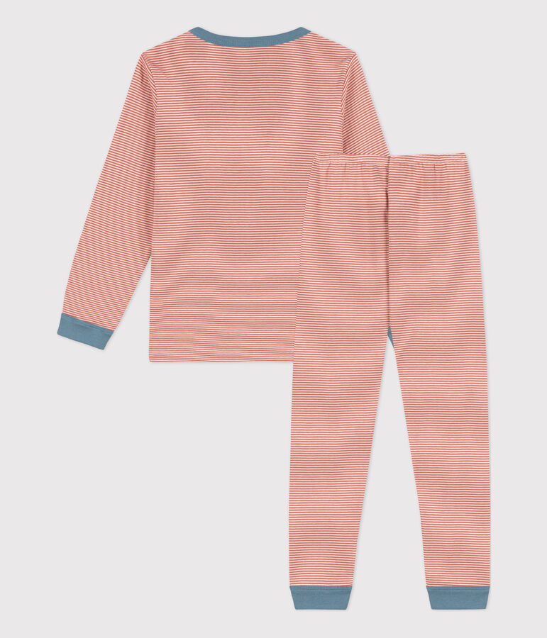 Pigiama millerighe unisex in cotone rosa BRANDY/bianco MARSHMALLOW